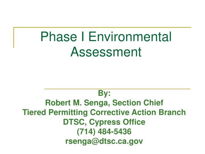 phase i environmental assessment
