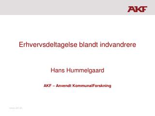 erhvervsdeltagelse blandt indvandrere
