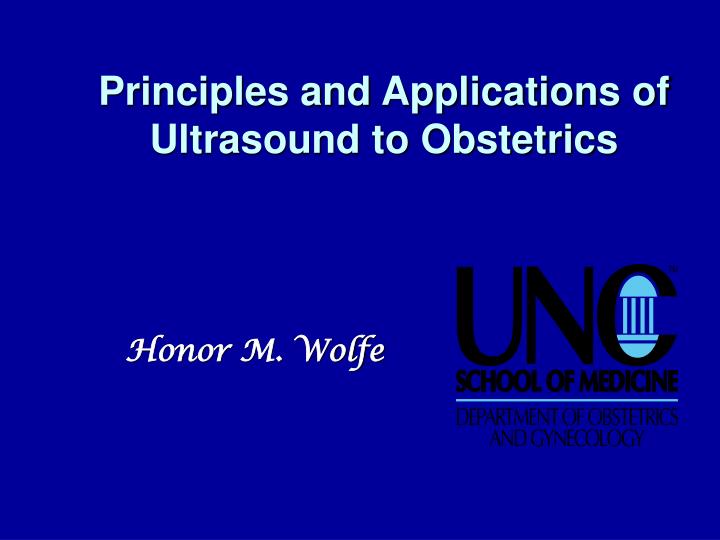 principles and applications of ultrasound to obstetrics