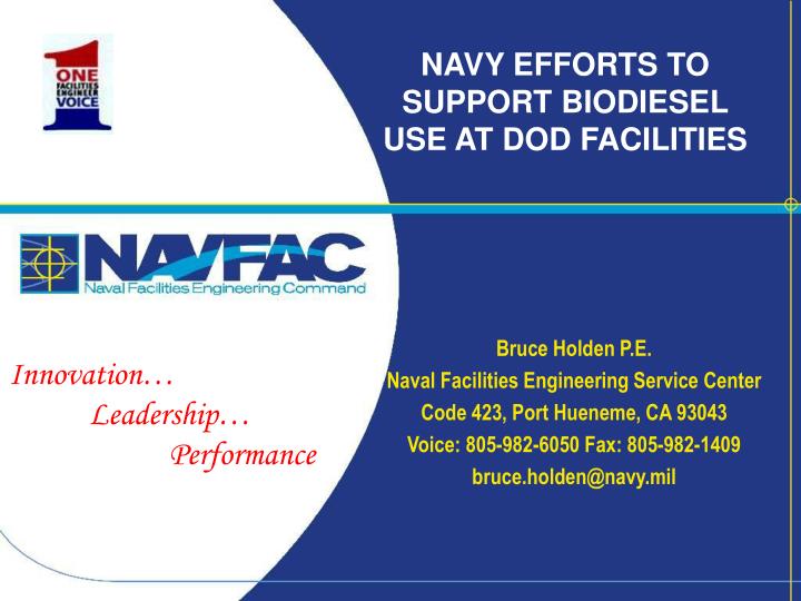 navy efforts to support biodiesel use at dod facilities