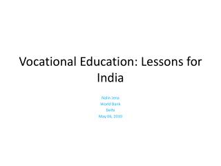 Vocational Education: Lessons for India