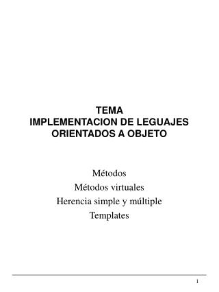 tema implementacion de leguajes orientados a objeto