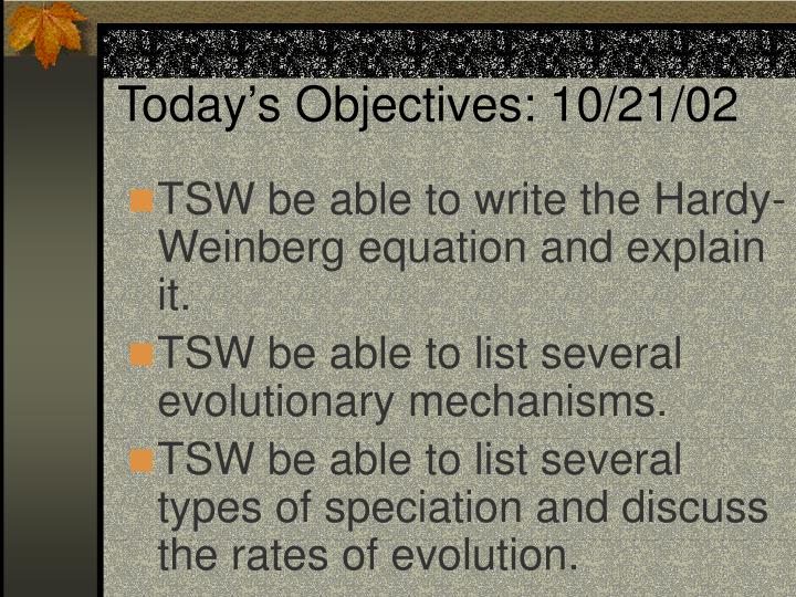 today s objectives 10 21 02