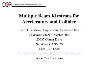 Multiple Beam Klystrons for Accelerators and Collider