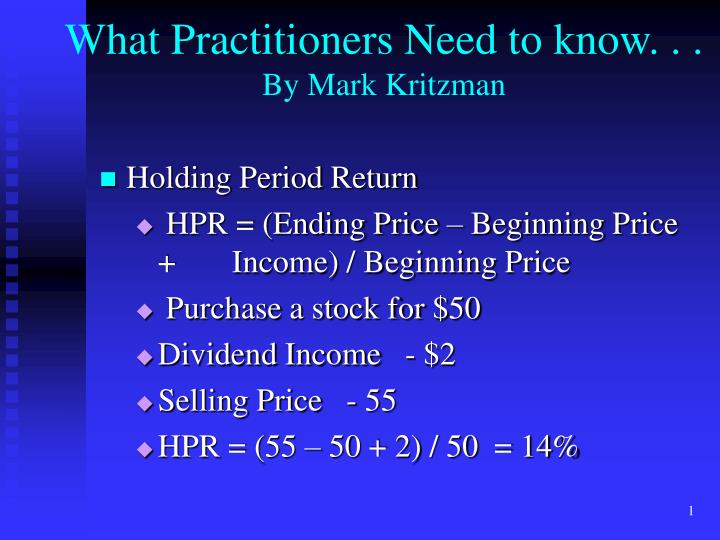 what practitioners need to know by mark kritzman