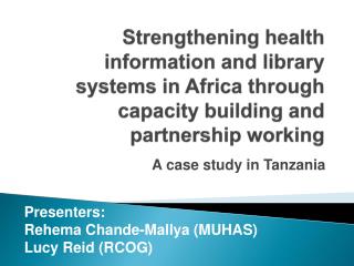 A case study in Tanzania