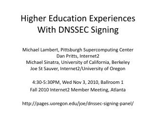 Higher Education Experiences With DNSSEC Signing