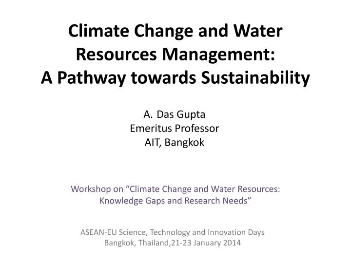 climate change and water resources management a pathway towards sustainability