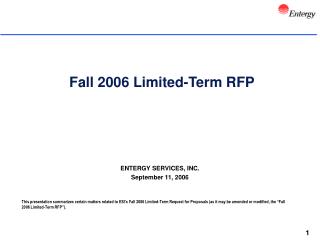 Fall 2006 Limited-Term RFP