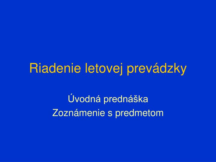 riadenie letovej prev dzky