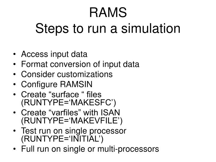 rams steps to run a simulation