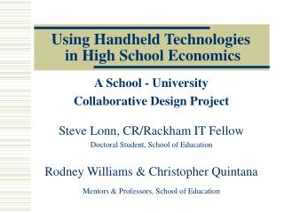 Using Handheld Technologies in High School Economics