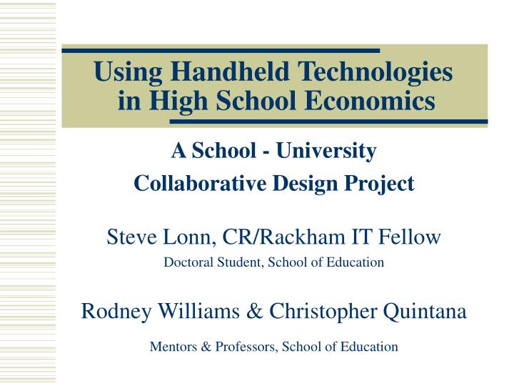 using handheld technologies in high school economics