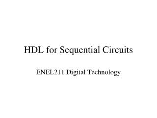 HDL for Sequential Circuits