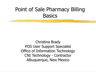 Point of Sale Pharmacy Billing Basics