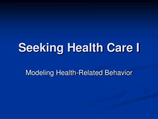 Seeking Health Care I