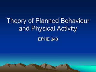 theory of planned behaviour and physical activity