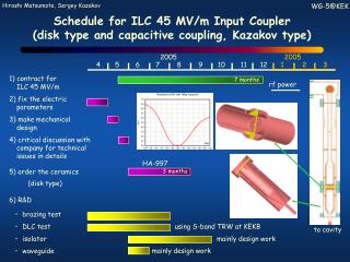 Schedule for ILC 45 MV/m Input Coupler (disk type and capacitive coupling, Kazakov type)