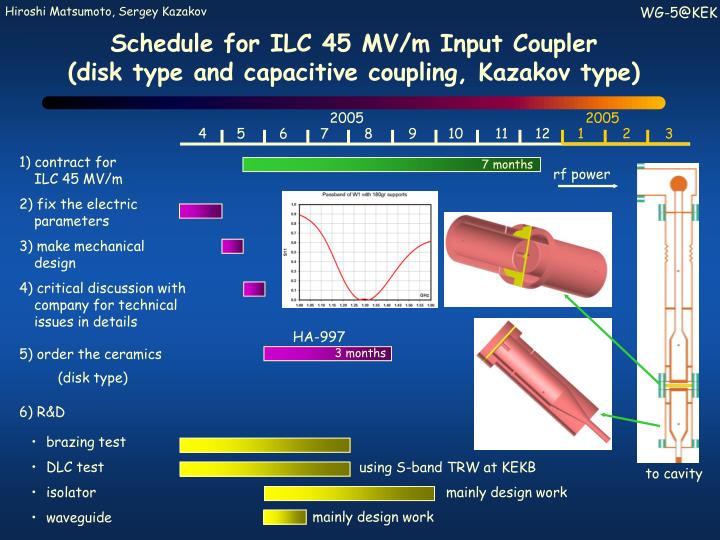 schedule for ilc 45 mv m input coupler disk type and capacitive coupling kazakov type