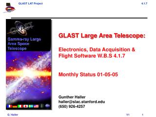 GLAST Large Area Telescope: Electronics, Data Acquisition &amp; Flight Software W.B.S 4.1.7