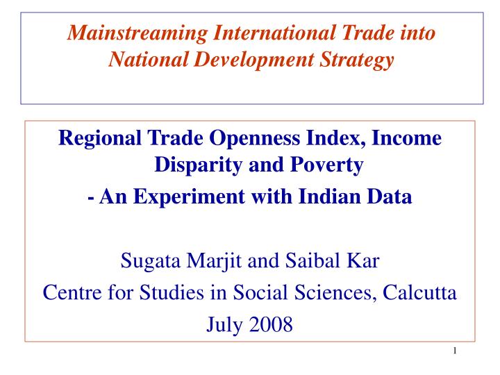 mainstreaming international trade into national development strategy