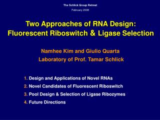 Two Approaches of RNA Design: Fluorescent Riboswitch &amp; Ligase Selection