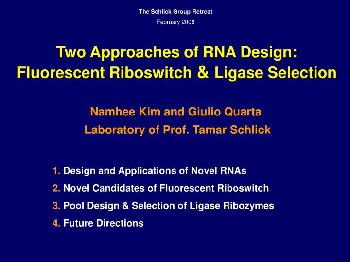 two approaches of rna design fluorescent riboswitch ligase selection