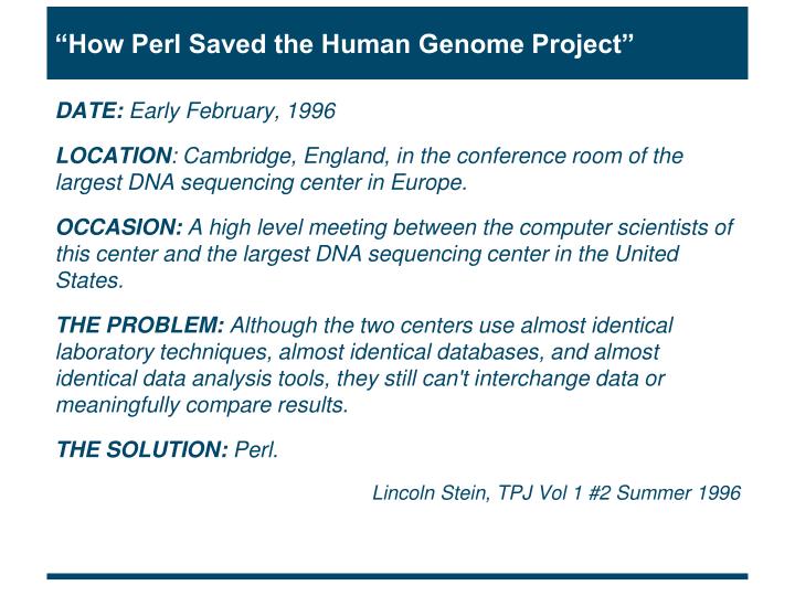 how perl saved the human genome project