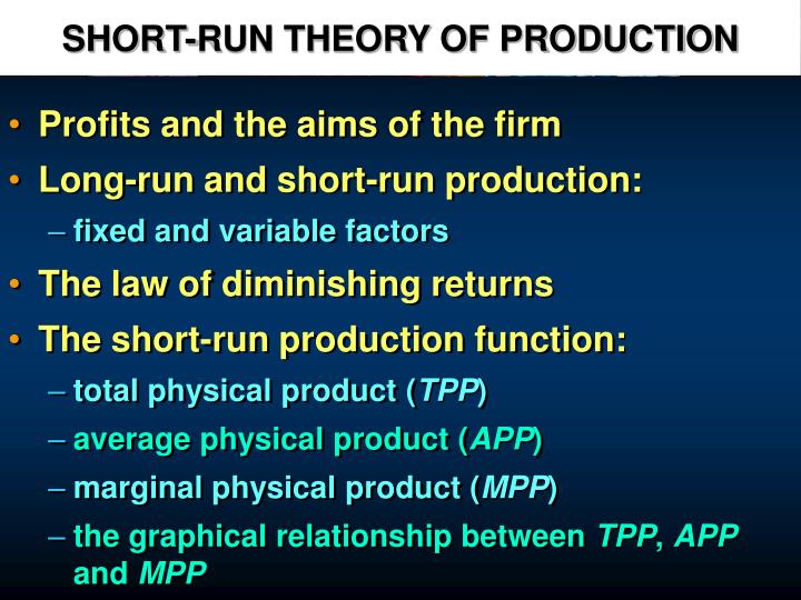 short run theory of production