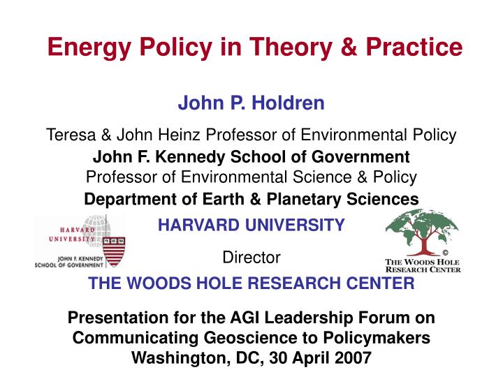 energy policy in theory practice