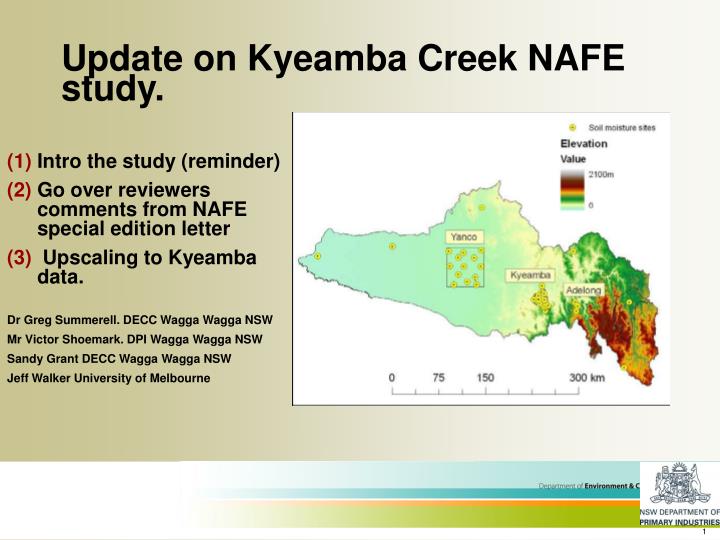 update on kyeamba creek nafe study