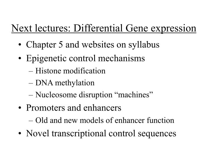 next lectures differential gene expression