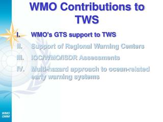 WMO Contributions to TWS