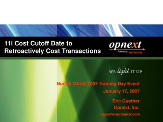11i Cost Cutoff Date to Retroactively Cost Transactions