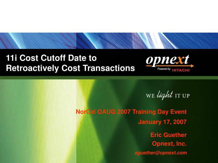 11i cost cutoff date to retroactively cost transactions