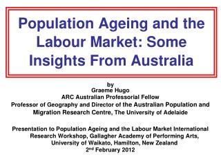 Population Ageing and the Labour Market: Some Insights From Australia