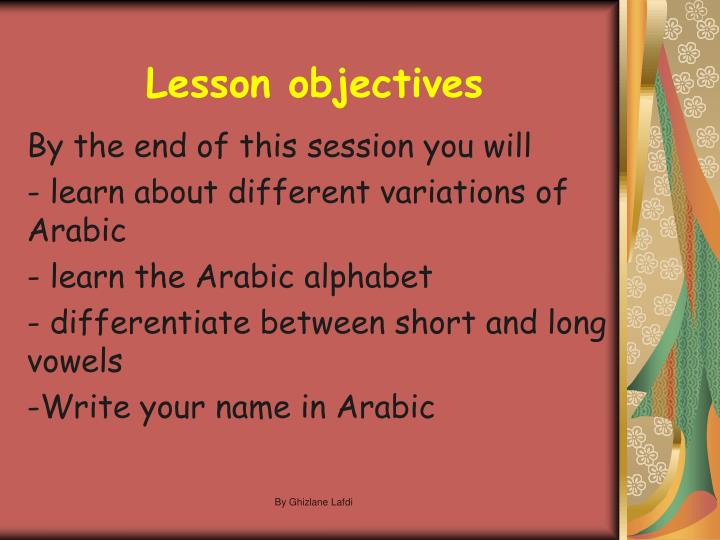 lesson objectives