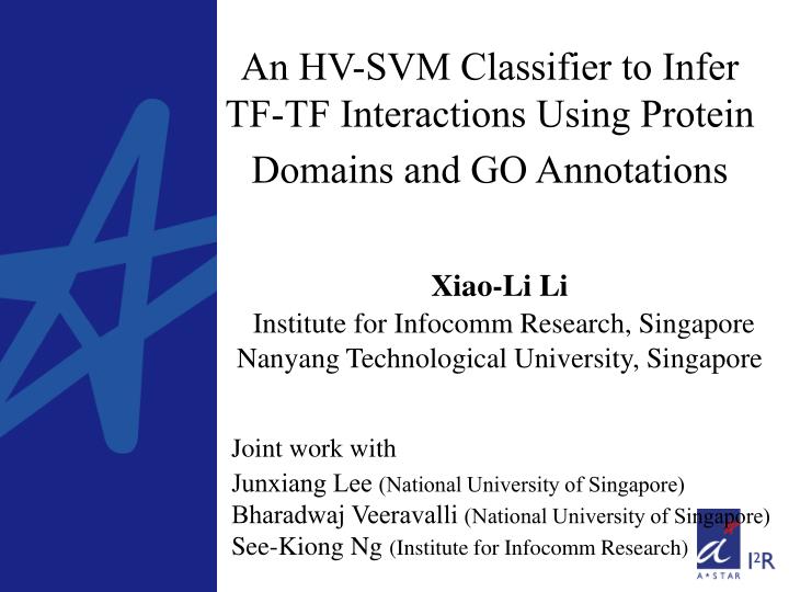 an hv svm classifier to infer tf tf interactions using protein domains and go annotations