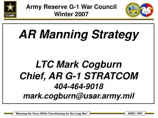 Army Reserve G-1 War Council Winter 2007