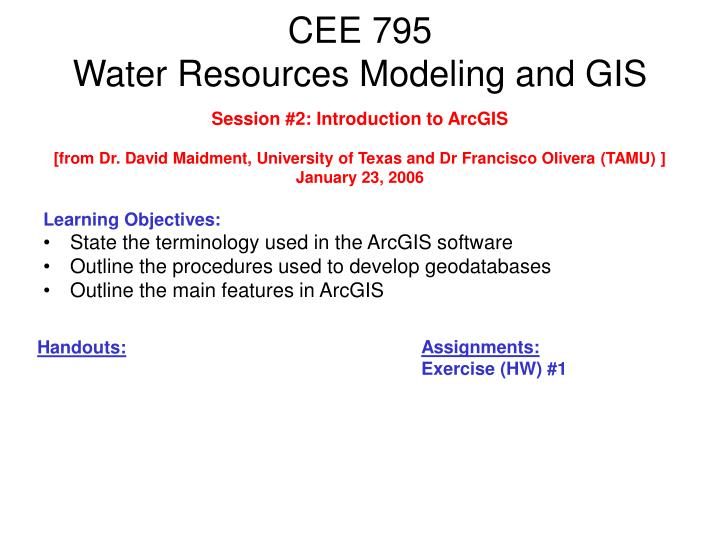 cee 795 water resources modeling and gis