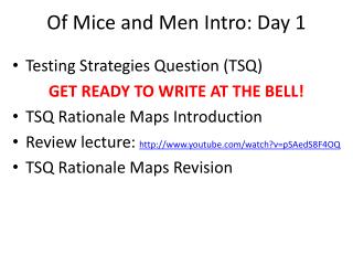 Of Mice and Men Intro: Day 1