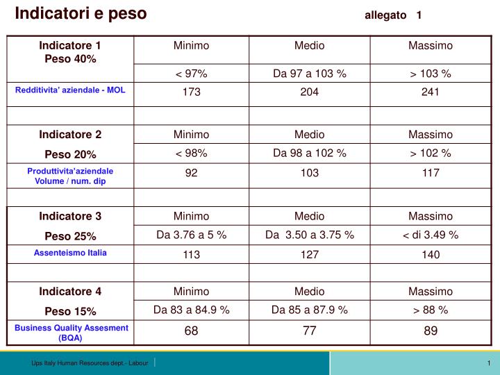 indicatori e peso allegato 1