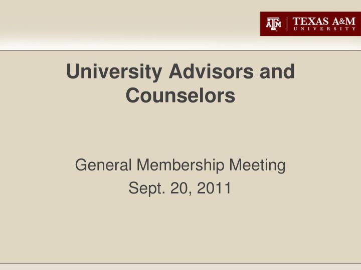 university advisors and counselors