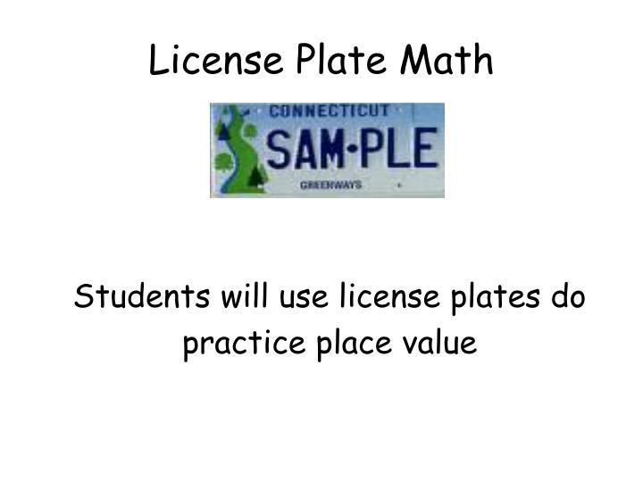 license plate math