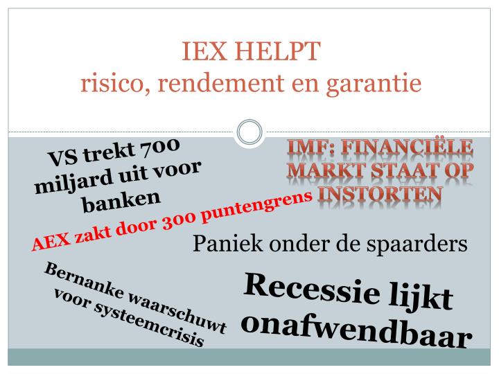 iex helpt risico rendement en garantie