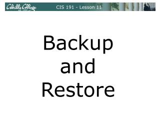 CIS 191 - Lesson 11