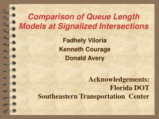 Comparison of Queue Length Models at Signalized Intersections