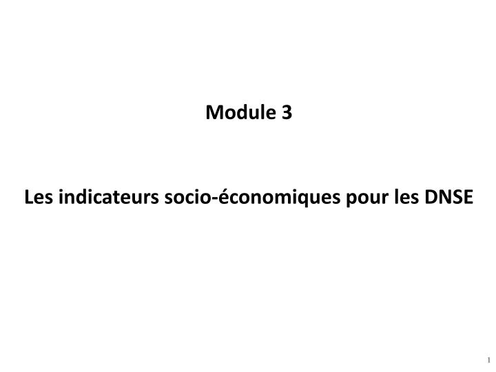 module 3 les indicateurs socio conomiques pour les dnse