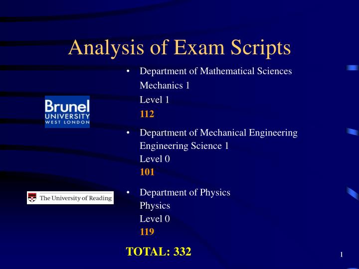 analysis of exam scripts