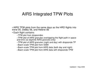 AIRS Integrated TPW Plots